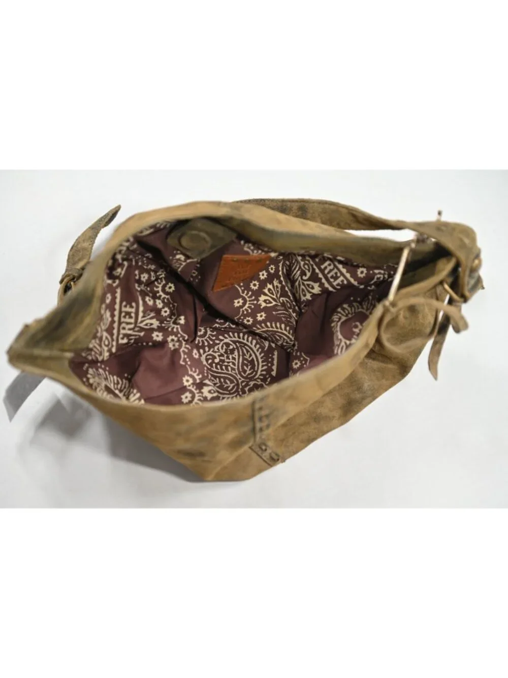 Free People We The Free Dallas Distressed Lea Bag OB2314502 in Sandblast Khaki